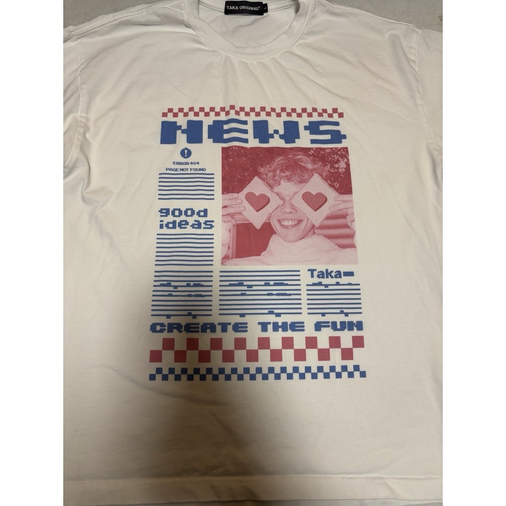 Taka Original News Mosaic Long sleeve White Shirt Size L‎